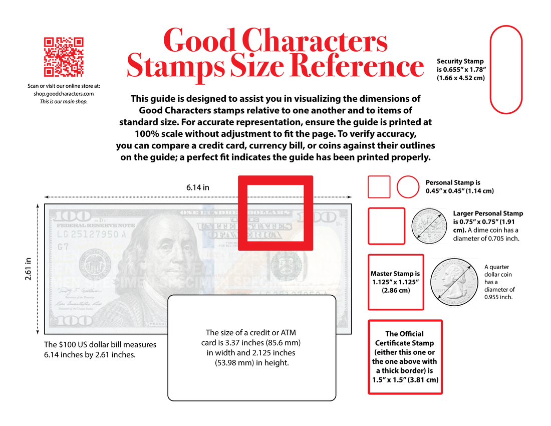 Good Characters Stamp Size Reference